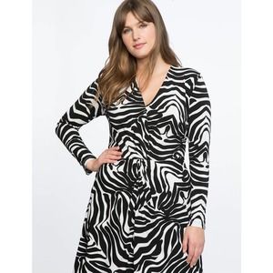Eloquii Women's Zebra Print Twist Front Printed Dress 20